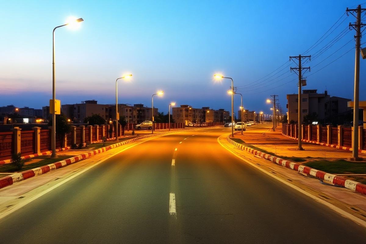 Street lights and roads